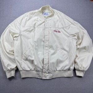 Vintage 80s Wiman Slender You Warm Up Jacket USA Made Cream Bomber Men's XL